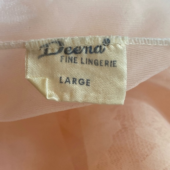 Deena Vintage Nightgown - Blush Pink lace sheer midi length long sleeveless Sz L - Picture 11 of 12